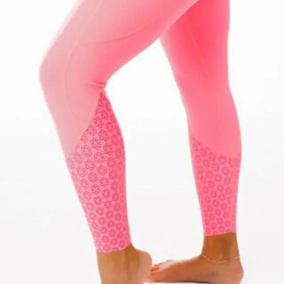 ZYIA ACTIVE Neon Coral Flower Power Lux High Rise Leggings Pink Size 6/8 - Picture 2 of 10